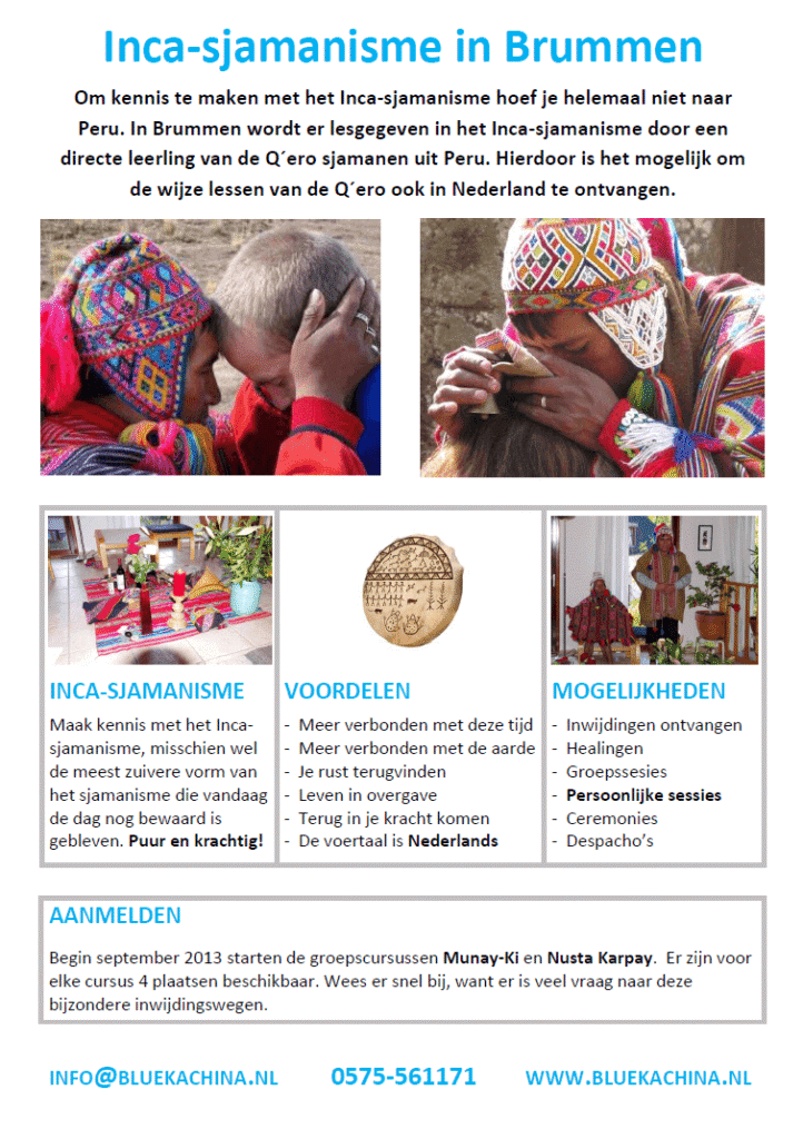 Flyer Munay-Ki en Nusta Karpay najaar 2013-